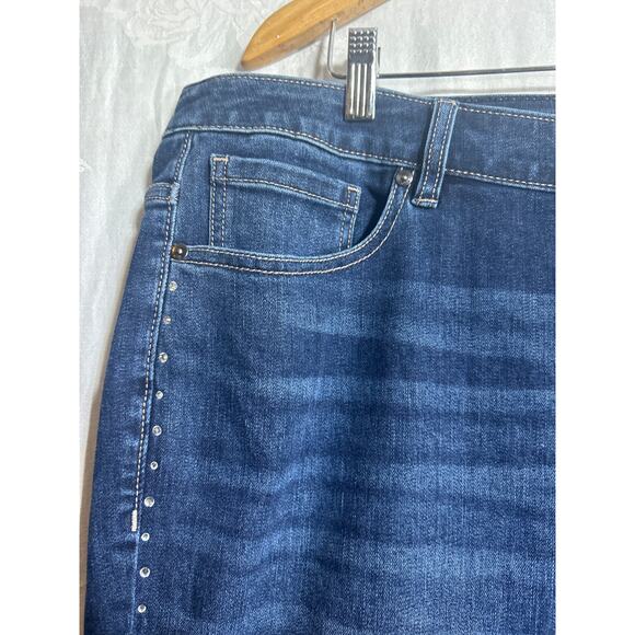 Lane Bryant Jeans 26 Capri Mid Rise Pedal NEW Signature Magic Waist Rhinestone - Picture 4 of 15